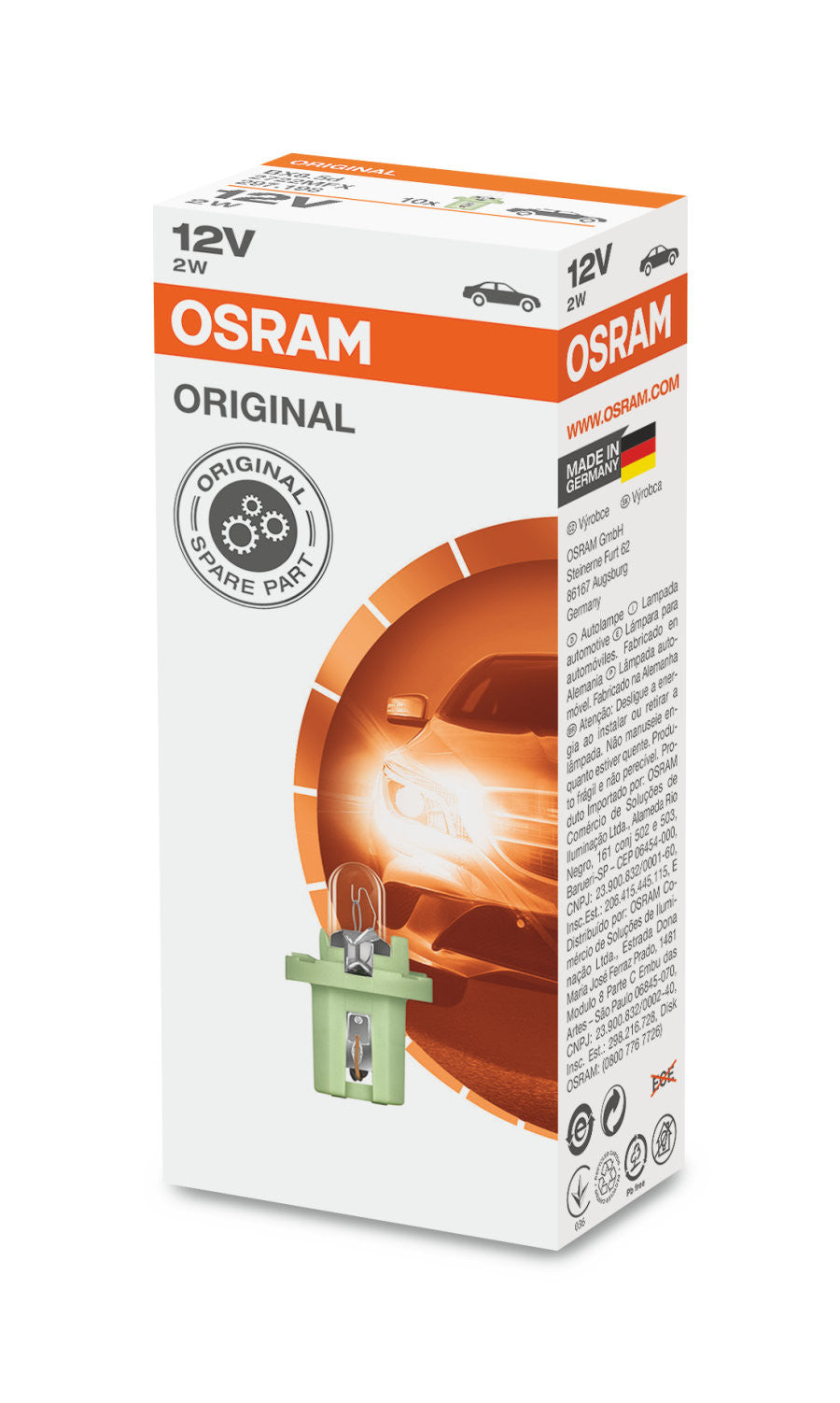 Bec OSRAM 2W 12V BX8 5D 2722MFX