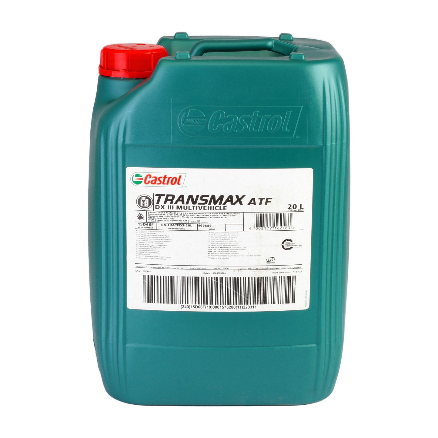 CASTROL TRANSMAX ATF DX III MV 20L 15D66F